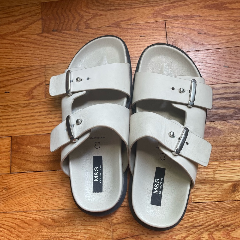 off white/beige/grey leather sandals size 5 UK from M&S